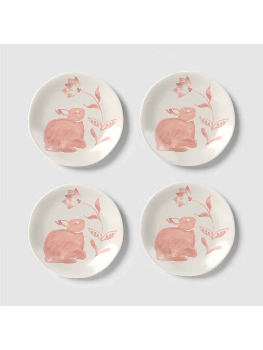 4pk 6" Easter Stoneware Aralia Appetizer Plates Hand Painted Pink - Threshold